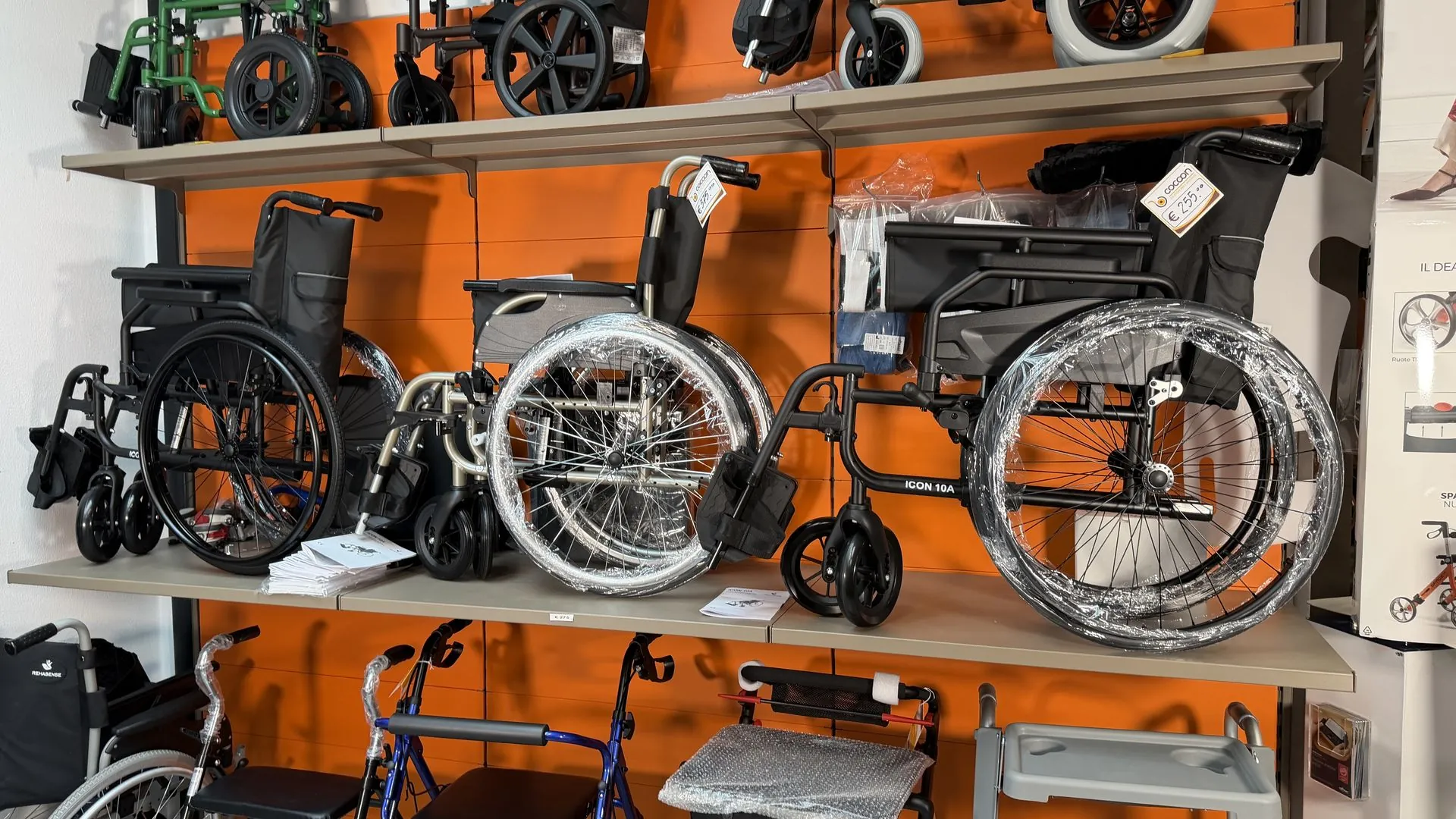 Wheelchairs on display in the Cocoon shop