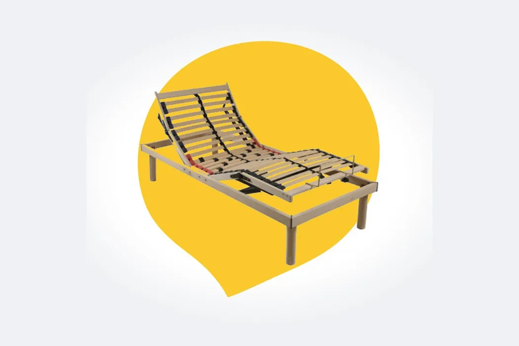 A motorised slatted base for a care bed